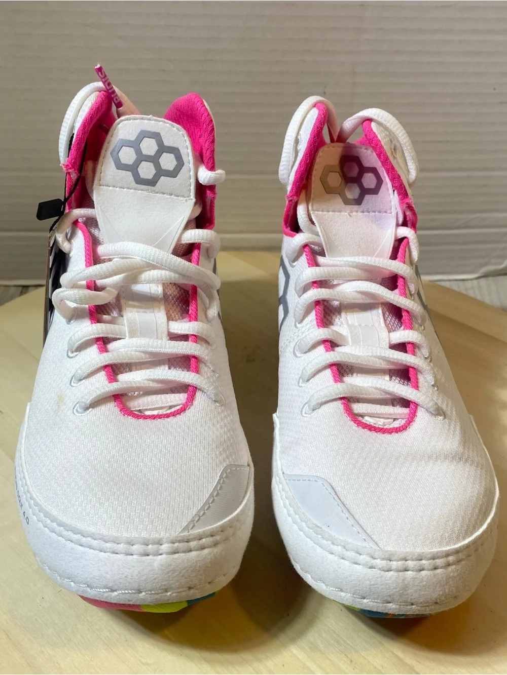 RUDIS Colt 4.0 Wrestling Shoes White Pink Multi-Color Sole Women's 7.5 New!